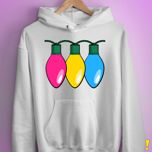 Pansexual Pride Christmas Lights Hoodie - White